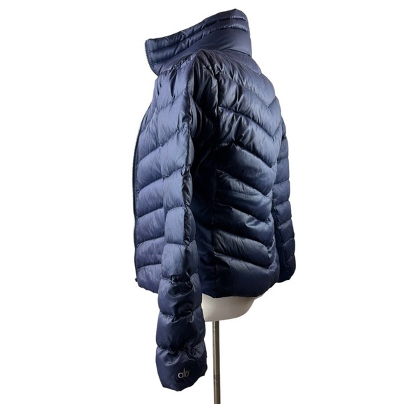 ALO YOGA Down Jacket Puffer Full Zip Navy Blue Women's Size Medium - Picture 9 of 9